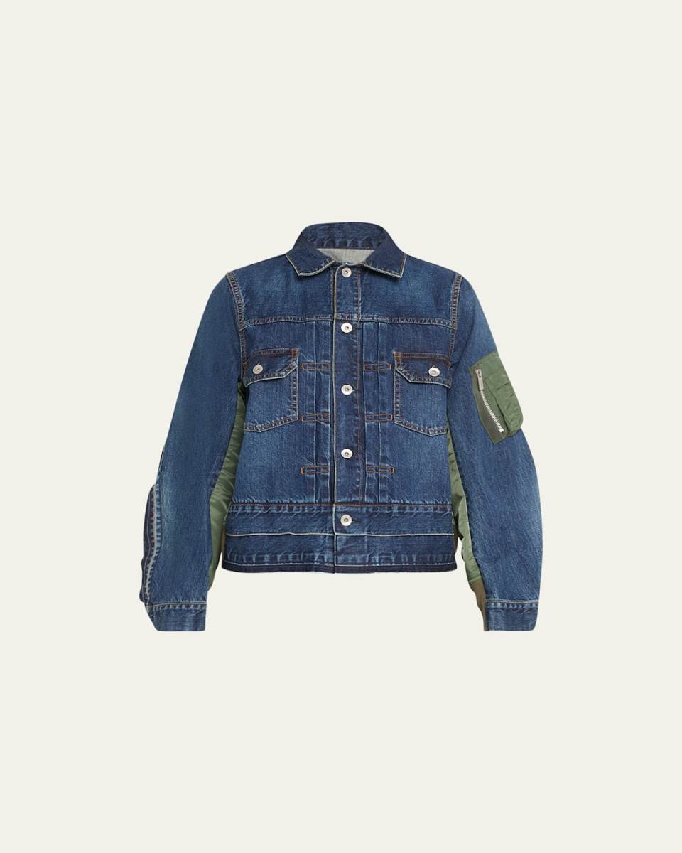 Nylon Back Denim Jacket